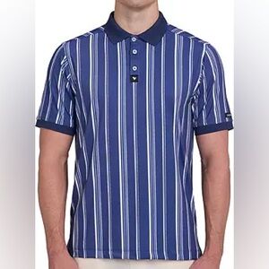 NWT Bad Birdie Men's Winning Streak Ridge Golf Polo Cobalt Blue Strip Large & XL